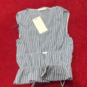 Zara Blue and White Checkered Tank Top